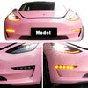 LED White Daytime Running Lights+Amber Dynamic Sequential Turn Signal Fog Lights for Tesla Model 3 & Model Y