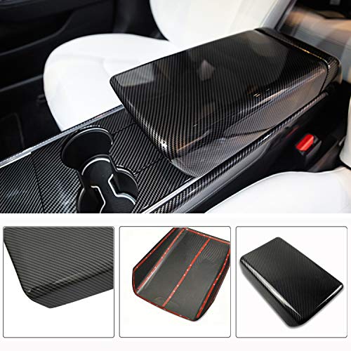 Center Console Cover Armrest Protector for Tesla Model 3 Mid-Console Armrest Box Pad Carbon Fiber Printing