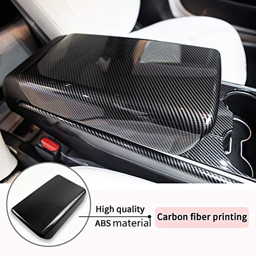 Center Console Cover Armrest Protector for Tesla Model 3 Mid-Console Armrest Box Pad Carbon Fiber Printing