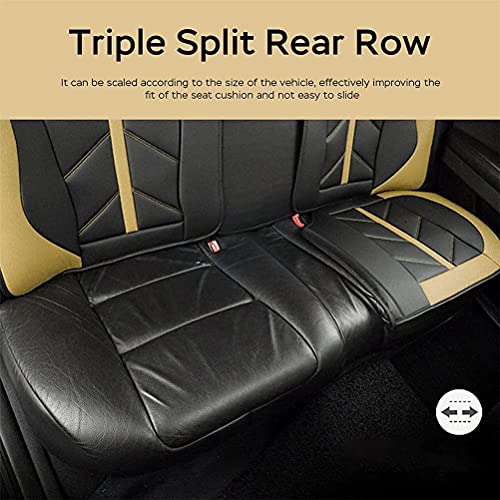 Front & Rear Seat Covers with Headrest Backrest Cushions for Chevy Chevrolet Bolt EV EUV Car Seat Cover Luxury PU Leather Sporty Breathable Comfortable Beige×Black