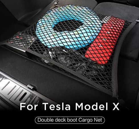 Double Deck Boot Cargo Net for Tesla Model X 2017-2020 Prevent Items from Rolling and Falling