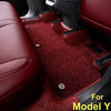 Fully Surrounded No Edge All Weather Non-Slip Custom Tailored Carpet Floor Mats for 2020-2022 Tesla Model Y(Wine Red/Burgundy)