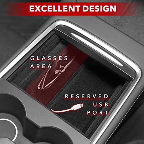 2021-2022+ Tesla Model Y & Model 3 Center Console Organizer Tray with Sunglass Holder for Refreshed Console