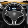 Matte Carbon Fiber + Suede Car Steering Wheel Cover for Tesla Model S 2012-2021 / Model X 2016-2020