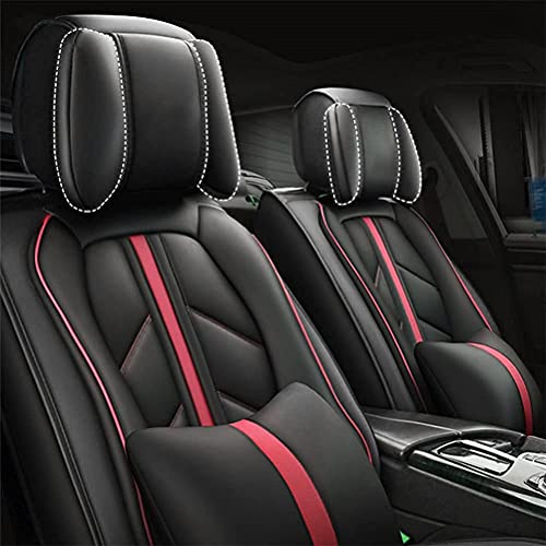 Front & Rear Seat Covers with Headrest Backrest Cushions for Chevy Chevrolet Bolt EV EUV Car Seat Cover Luxury PU Leather Sporty Breathable Comfortable Black