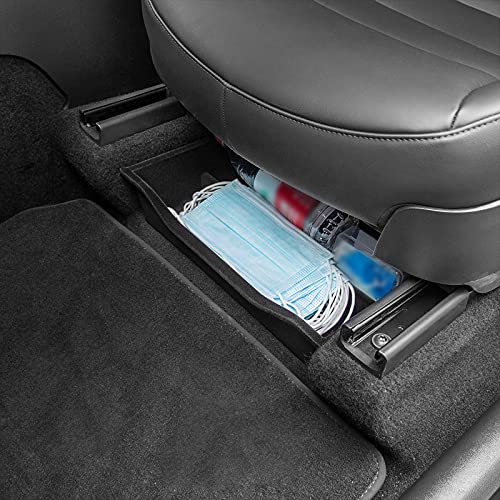 Tesla Model Y Under Seat Storage Box Organizer Tray Flocking Storage Box For Tesla Model Y Accessories 2019-2021 (Under Front Seat ABS Box (Style B))