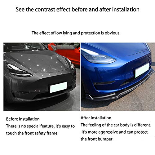 Front Bumper Lip for Tesla Model Y Accessories Carbon Fiber Style Spoiler Splitter Side Body Kit Trim Protection Car Exterior Accessory (Matte carbon fiber)
