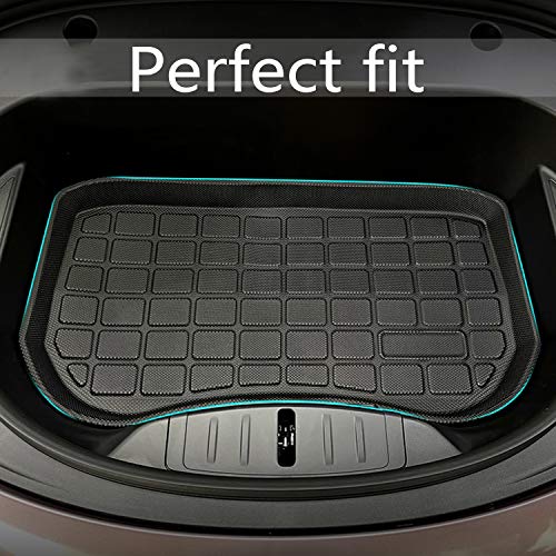 Tesla Model Y Storage Mat and Cargo Liners, Tesla Model Y Accessories, All Weather Trunk Mat, Waterproof Rear Cargo Mat Custom Fit for Tesla, Heavy Duty Floor Mats (Storage+Cargo mat)