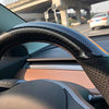 Black Perforated Leather & Carbon Fiber Auto Steering Wheel Cover Hand-Stitch on Wrap Fit for Tesla Model 3/Tesla Model Y