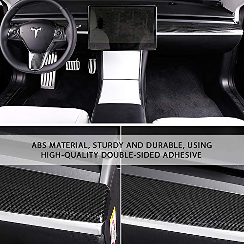 Tesla Model 3 & Model Y Glossy Carbon Fiber Pattern Dash Panel Cover Instrument Trim - 1 Piece Dashboard