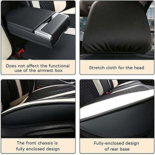 Front & Rear Seat Covers for Chevy Chevrolet Bolt EV EUV Car Seat Cover Luxury PU Leather Comfortable Stylish Black×Beige