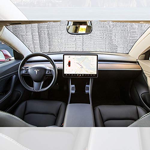 2018 2019 Tesla Model 3 2020 Tesla Model Y Windshield Sunshade, Car Custom Fit Sun Shade Auto Front Reflective Folding Sun Shade for Tesla Accessories, UV and Sun Protection