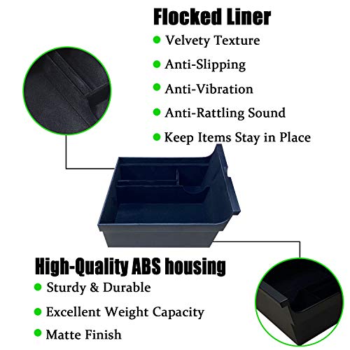 Center Console Organizer Tray Compatible with Latest 2021 Tesla Model 3 & Y Flocked
