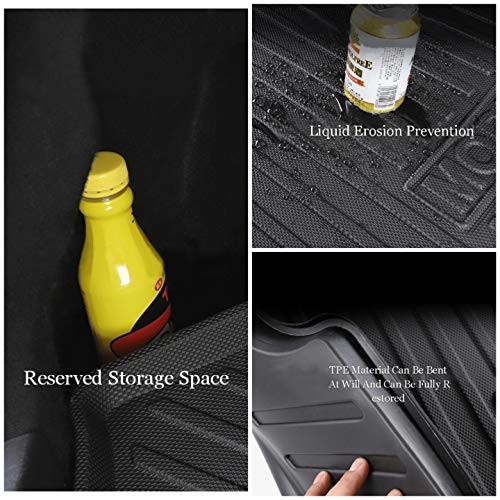All Weather Full Set of TPE Floor Mats and Rear Trunk Cargo Tray for Tesla Model Y 2020 and 2021 - All Versions Flexible & Eco-Friendly Latex Material Waterproof Protection Mat (Set of 6)