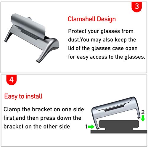 Sunglasses Holder for Tesla Model 3/ Model Y, Sunglasses Case Glasses Holder Storage Box for Tesla Model 3/ Model Y(Sliver)