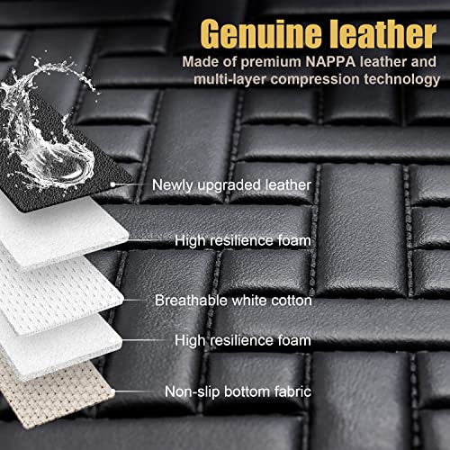 Leather Floor Mats for Tesla Model Y Custom Fit 2020-2022 Luxury Car Floor Liner ,Waterproof(1st & 2nd Row Black)