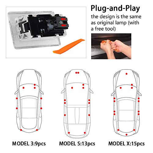 Car Interior LED Car Door Light Upgrade Lighting Replacement Ultra-bright Easy-Plug with Prying Tool Compatible Kit Glitter Lamp for Tesla Model 3 Model S Model X Model Y (ICE BLUE 4PCS)