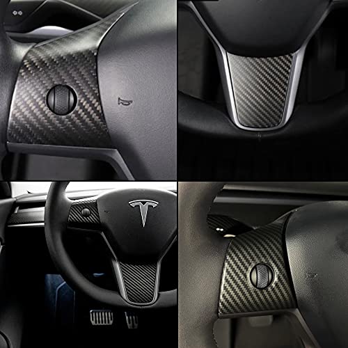 Tesla Model 3 & Model Y Steering Wheel Covers - Matte Carbon Fiber Pattern