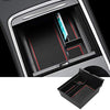 Center Console Organizer Compatible with 2021 Latest Tesla Model Y Model 3 Accessories Insert ABS Black Materials Tray Armrest Secondary Storage Box (Red)