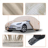 Beige 3 Layer UV Protected All-Weather Full Vehicle Cover for Tesla Model Y with Non-Woven Reflective Strips & Zipper for Charging Port Access