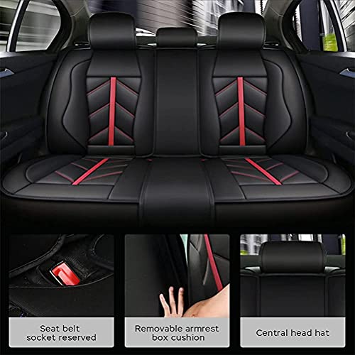 Front & Rear Seat Covers with Headrest Backrest Cushions for Chevy Chevrolet Bolt EV EUV Car Seat Cover Luxury PU Leather Sporty Breathable Comfortable Black