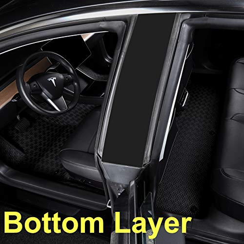 Floor Liner Fit for Tesla Model 3 2020 2021 Fully Embedded No Edge Customized Floor Mat Frunk Trunk Blanket-Non-Slip Waterproof Car Carpet Protect All Weather(Black)