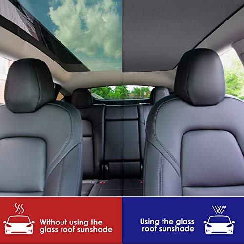 Tesla Model Y Black Glass Roof Sunshade with UV/Heat Insulation Cover (2 Piece Set)