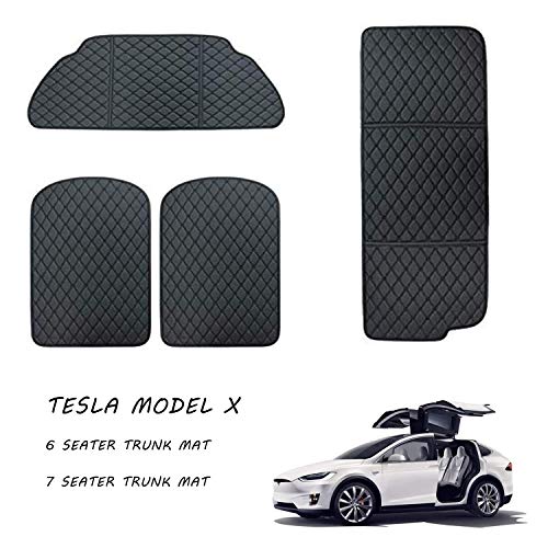 Tesla Model X 6 Seat 7 Seat Leather Trunk Mat and 3rd Row Seat Back Protector Mat