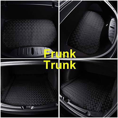 Floor Liner Fit for Tesla Model 3 2020 2021 Fully Embedded No Edge Customized Floor Mat Frunk Trunk Blanket-Non-Slip Waterproof Car Carpet Protect All Weather(Black)