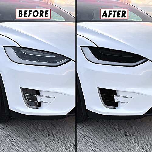 PreCut Vinyl Smoke Tint for 2016-2022 Tesla Model X Headlight & Foglight (2. Headlight Cutout, 20% Dark Smoke)