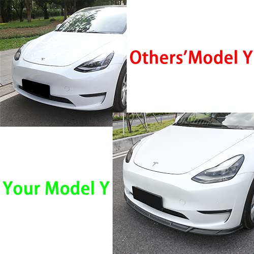 3 Piece Front Bumper ABS Lip Splitter for 2020-2022 Tesla Model Y (Matte Carbon Fiber )