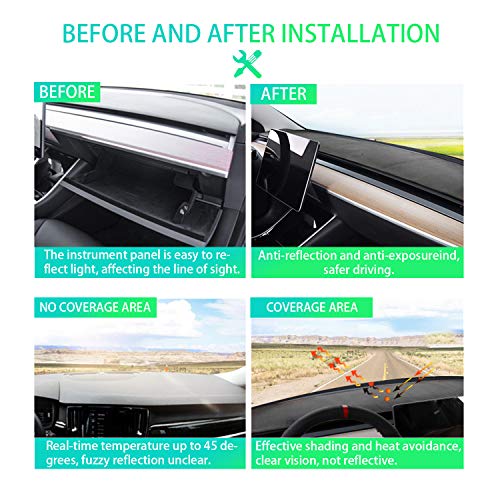Durable Dashboard Cover for Tesla Model 3 & Y (Black)