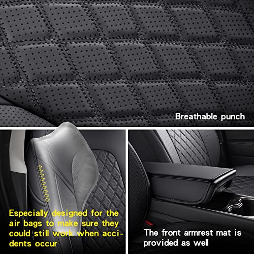 Black Full Coverage & Tailored Fit Faux Leather Seat Cover Set (Front & Rear) for Tesla Model Y
