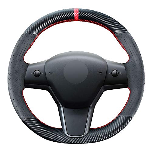 DIY Stitching Carbon Fiber Steering Wheel Cover for Tesla Model 3 & Model Y