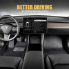 Leather Floor Mats for Tesla Model Y Custom Fit 2020-2022 Luxury Car Floor Liner ,Waterproof(1st & 2nd Row Black)