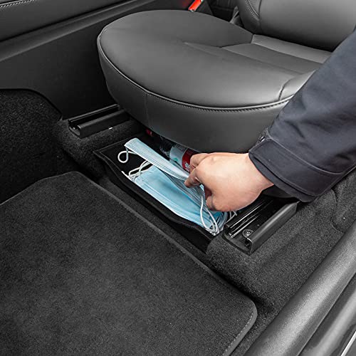 Tesla Model Y Under Seat Storage Box Organizer Tray Flocking Storage Box For Tesla Model Y Accessories 2019-2021 (Under Front Seat ABS Box (Style B))