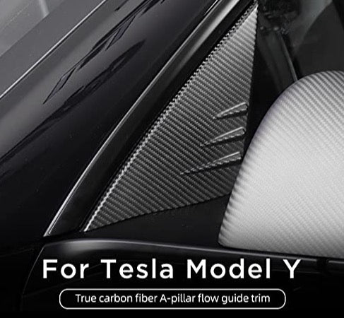 A-Pillar Real Carbon Fiber Trim for 2020-2023 Tesla Model Y (Matte Carbon Fiber)