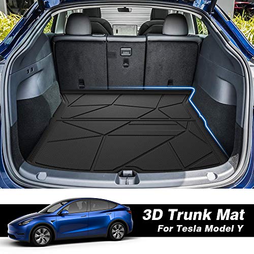 Cargo Mat for 2021 Tesla Model Y 2020 2022 Accessories (NOT for Model Y 7 Seaters) Trunk Mat Rear Cargo Liner TPO All Weather Trunk Floor Mat Black