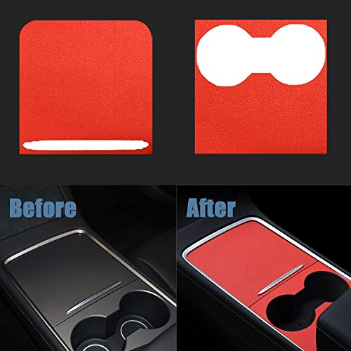 Center Console Wrap Compatible with 2021 Tesla Model 3/Y PVC Material Center Console Cover Interior Decoration Wrap Kit for 2021 Tesla Model 3 Model Y Accessories (Frosted Red)