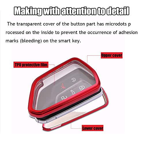 Custom Key Shells Accessories for Volkswagen ID.4 2021 2022 TPU Car Key Case Protector Remote Smart Key Cover Fob Case with Key Chain(Red)
