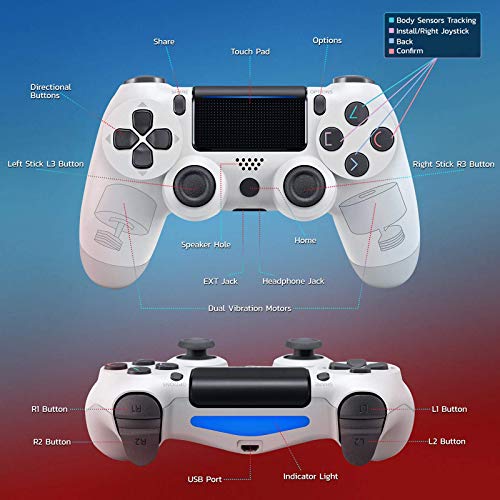 PRO Wireless Controller Works for Tesla 2020 Model 3 with 1,000mAh Battery/Built-in Speaker/Gyro/Motor Remote Bluetooth Slim Gamepad (White)