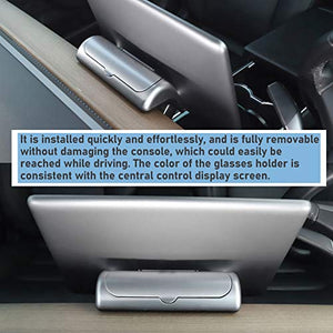 Sunglasses Holder for Tesla Model 3/ Model Y, Sunglasses Case Glasses Holder Storage Box for Tesla Model 3/ Model Y(Sliver)