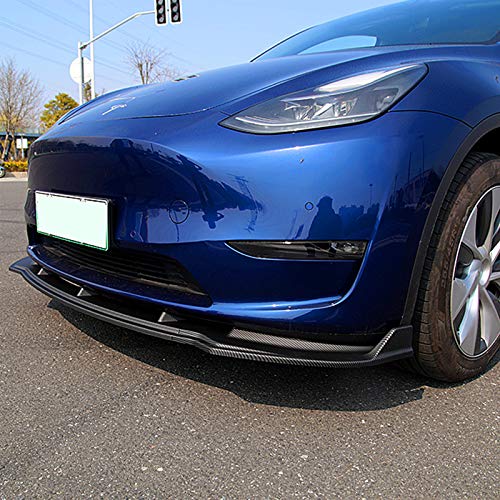 Front Bumper Lip for Tesla Model Y Accessories Carbon Fiber Style Spoiler Splitter Side Body Kit Trim Protection Car Exterior Accessory (Matte carbon fiber)