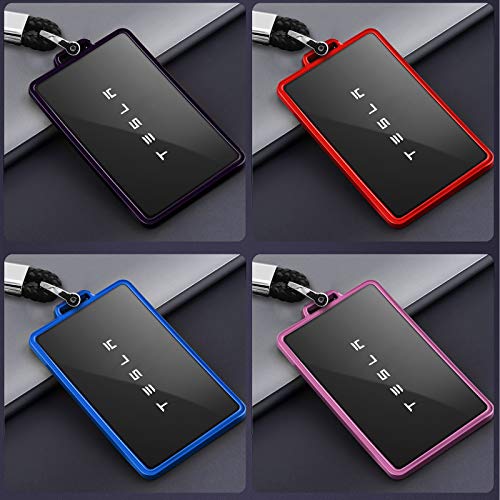 TPU Key Card Holder Case Compatible with Tesla Model 3, Key Protector Cover Accessories Including Key Chain, Red