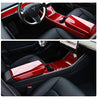 Tesla Model 3 Center Console Wrap Glossy Red ABS Console Cover Interior Decoration Wrap Kit- Easy to Install- Tesla Model 3 Accessories 4Piece/Set