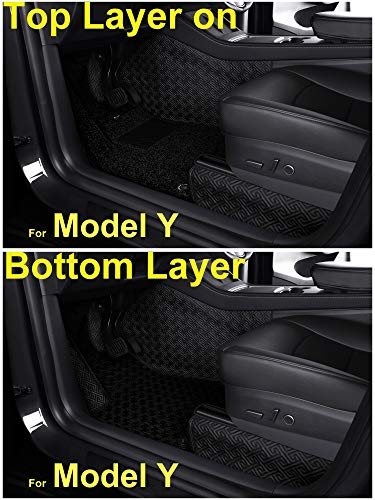Floor Liner Fit for Tesla Model Y 2020 2021 Fully Embedded No Edge Customized Floor Mat Frunk Trunk Blanket-Non-Slip Waterproof Car Carpet Protect All Weather (Black)