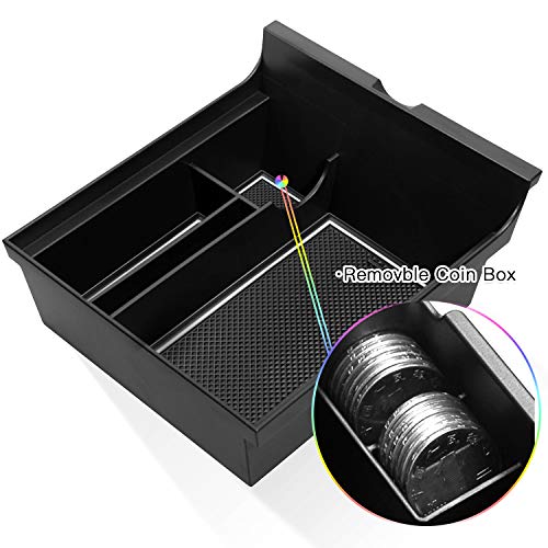 Center Console Organizer Compatible with 2021 Latest Tesla Model Y Model 3 Accessories Insert ABS Black Materials Tray Armrest Secondary Storage Box (White)