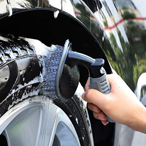 9pcs Car Cleaning Tools Kit Include Tire Brush, Wheel Brush, Wash Mitt Sponge, Big Microfiber Waffle Towels, Window Cleaner Squeegee, Dirt Duster