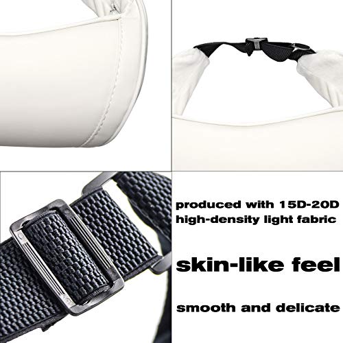 Neck Pillow Microfiber Leather car headrest Using High Elastic Polyurethane Foam Compatible with Tesla (White )