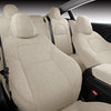 All Weather, Breathable, Airbag Compatible, Customized Synthetic Linen Fabric Seat Covers for 2020-2022 Tesla Model Y (Beige Fabric)